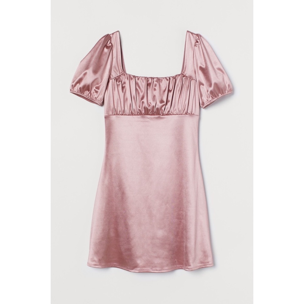 H&M Light Pink Puff Sleeved Dress-Small
